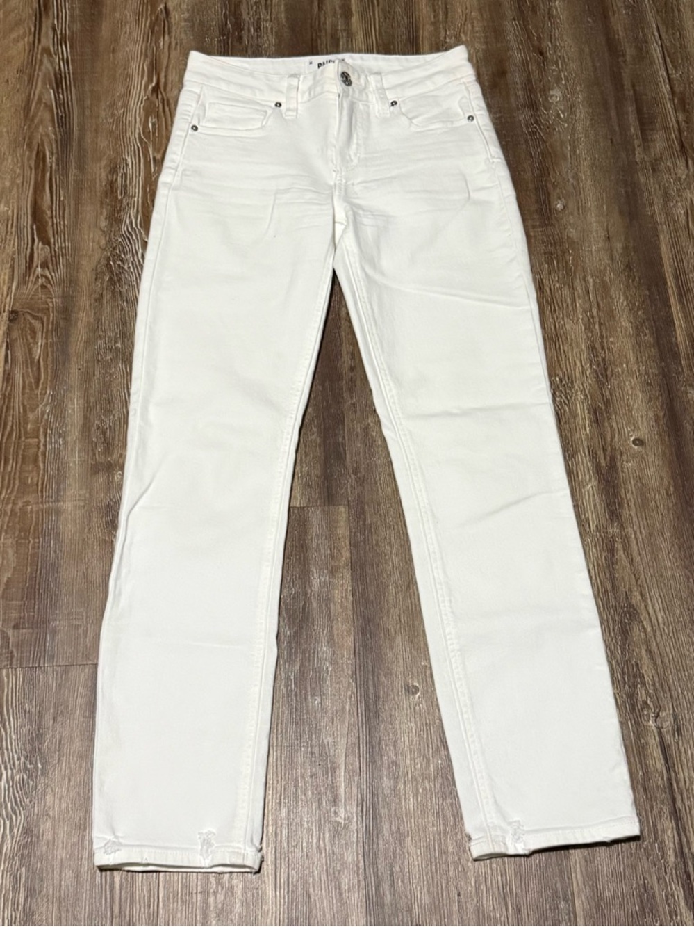 Paige Amber Jeans Women's 24 Cropped Straight Mid Rise in White Denim